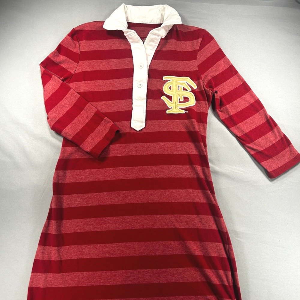 Florida State University Seminoles NCAA Striped Rugby Dress XS Collegiate‎